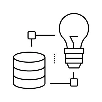 Idea realization digital processing line icon vector illustration Illustrazione stock