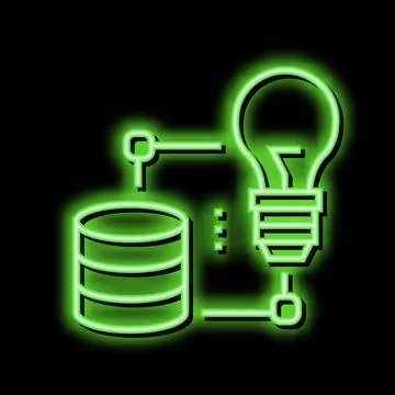 Idea realization digital processing neon glow icon illustration イラスト素材