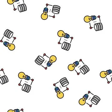 Idea realization digital processing vector seamless pattern Stock Illustration