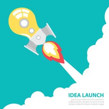 Idea rocket launch Stock Illustration