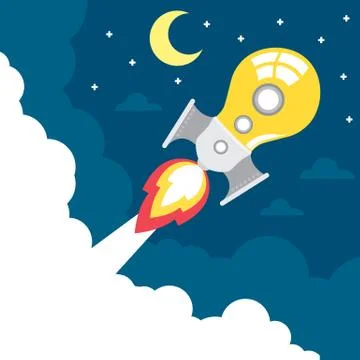 Idea rocket launch Stock Illustration
