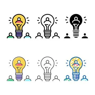 Idea for search potential client and crowdsoursing color icon styleset vector Stock Illustration