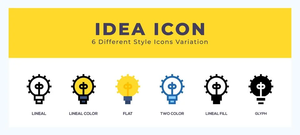 Idea set of icons. Vector illustration with different styles. Stock Illustration