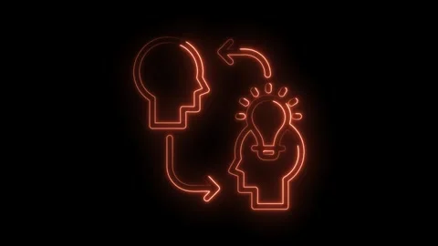 Idea sharing brainstorming and knowledge transfer neon concept isolated on black Stock Footage 322964034