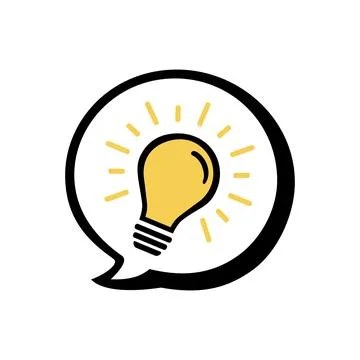 Idea sign, thinking concept. Comic speech bubble with expression light bulb 库存插图