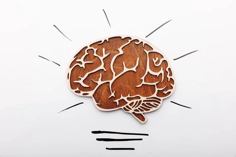 Idea solution concept, brain as a light bulb on a white background Stock Photos