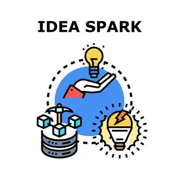 Idea spark concept generating innovation and data mining Stock-Illustration