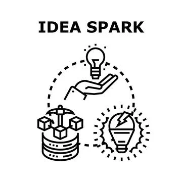 Idea spark concept generating innovation and data mining Stock Illustration