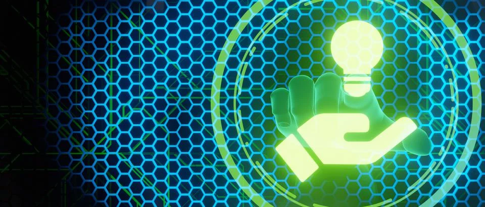 Idea startup digital technology concept network abstract banner background 3D Ilustração Stock