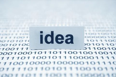 Idea text on binary data Foto stock