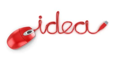 Idea Text with Computer Mouse Cable イラスト素材