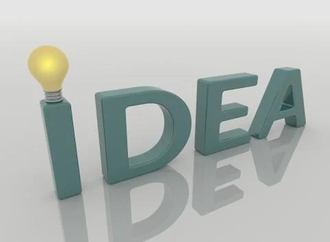 Idea Text Lamp and Light Bulb, Solution Concept Stock Illustration