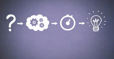 Idea thought and brainstorm process icons in sequence Stock Photos