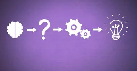 Idea thought and brainstorm process icons in sequence Stock Photos