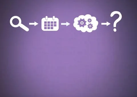 Idea thought and brainstorm process icons in sequence Stockfoto's