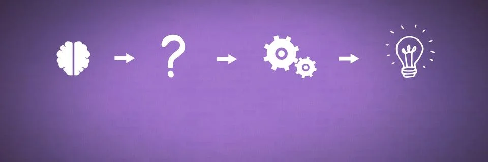Idea thought and brainstorm process icons in sequence Stock Photos