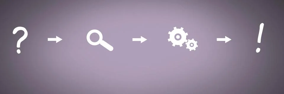 Idea thought and brainstorm process icons in sequence Stock Photos