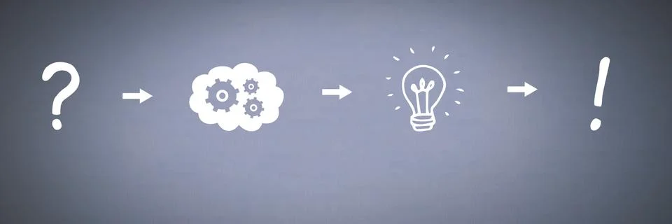 Idea thought and brainstorm process icons in sequence 写真素材