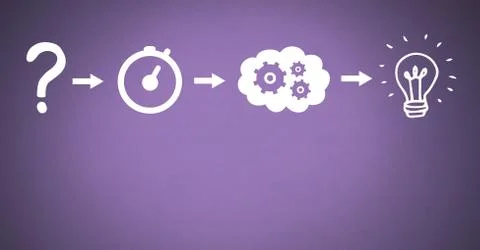 Idea thought and brainstorm process icons in sequence Stock Photos