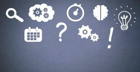 Idea thought and brainstorm process icons Stock Photos