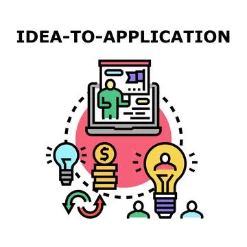Idea transforming into application development process 库存插图