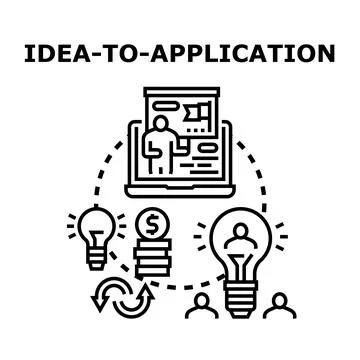 Idea transforming into application development process 스톡 일러스트