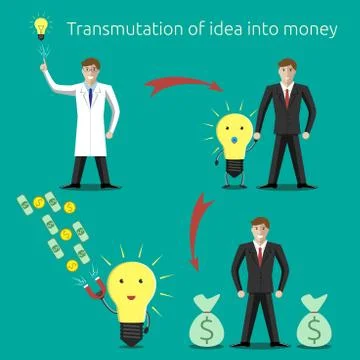 Idea transmuting into money Stock Illustration