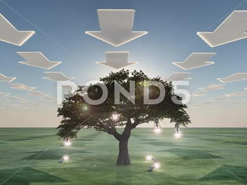 Idea tree with arrow clouds Stock Illustration
