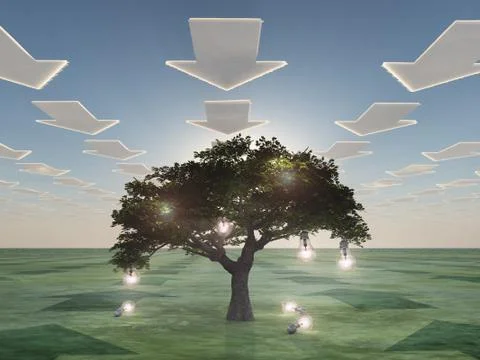Idea tree with arrow clouds Stock Illustration