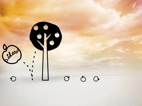 Idea tree graphic in bright sky イラスト素材