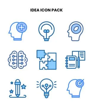 Idea Two Colour Bundle Icons Pack Stock Illustration