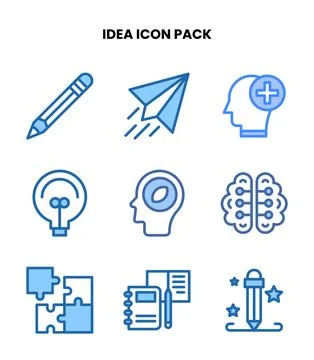 Idea Two Colour Bundle Icons Pack Stock Illustration