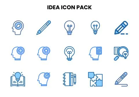 Idea Two Colour Bundle Icons Pack Stock Illustration