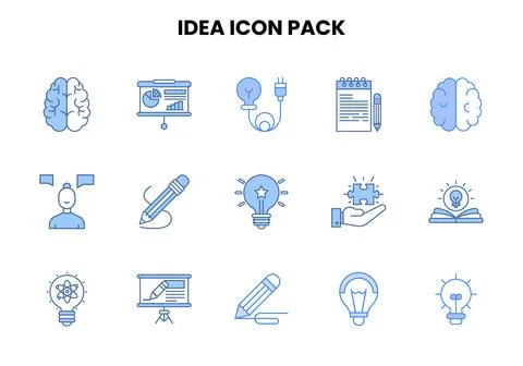 Idea Two Colour Graphics Icons Pack 스톡 일러스트