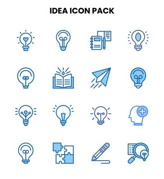 Idea Two Colour Vector Icons Pack Stock Illustration