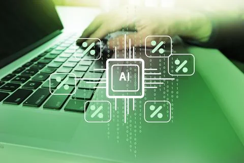 The idea of using AI to translate and learn languages and voice or text com.. Foto stock