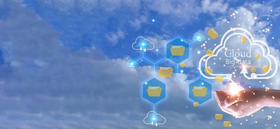 The idea of using the online cloud is convenient. Energy-saving and economi.. Foto stock