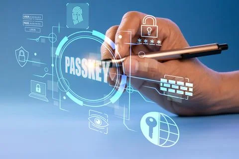 The idea of ??using Passkey instead of a code set for maximum security Biom.. Stock Photos