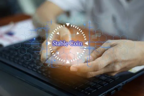 The idea of ??using stablecoins in the financial system. Stock Photos