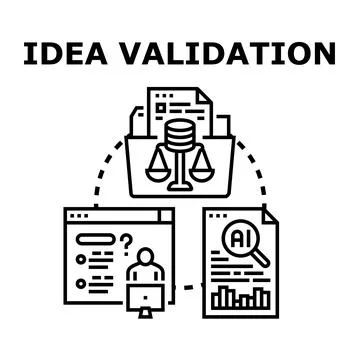 Idea validation process analyzing data and feedback Stock Illustration