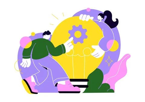Idea Vector Illustration Featuring Creative Teamwork, Innovative Thinking, .. Иллюстрация