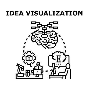 Idea visualization process developing creative solutions Illustrazione stock