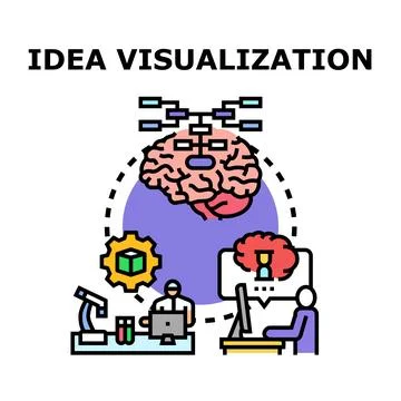 Idea visualization process developing creative solutions 스톡 일러스트
