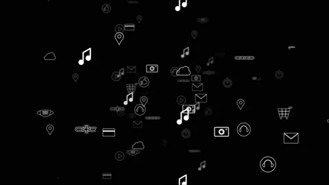 The idea of visualizing aspects of human life related to technology. Icons of Stock Footage 170050343