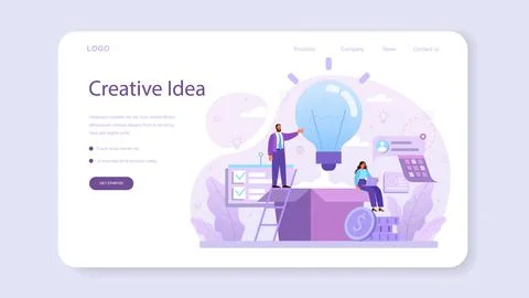 Idea web banner or landing page. Creative innovation and brainstorm. Stock Illustration