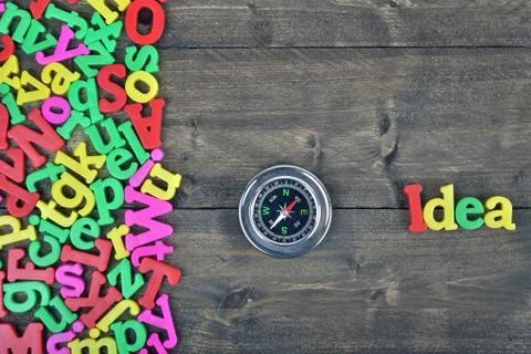 Idea on wooden table Stock Photos