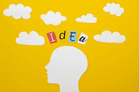 Idea word with head clouds Stock Photos