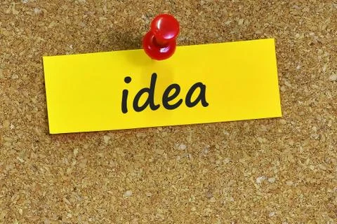 Idea  word on notes paper with cork background Stock Photos