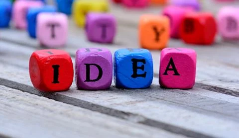 Idea word on table Stock Photos