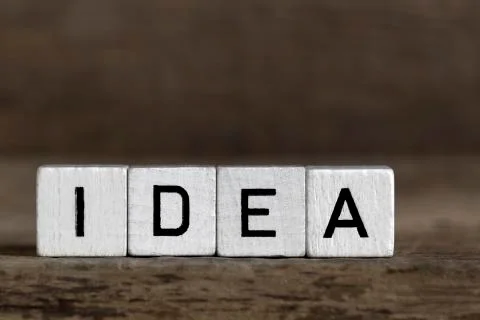 Idea, written in cubes Foto stock
